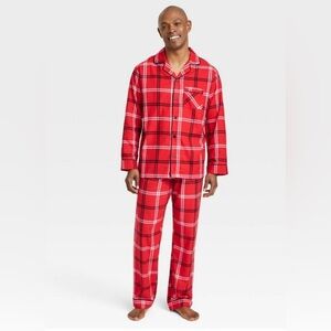 NWT Men's Red Plaid Lightweight Flannel 2pc Pajama Set, Wondershop